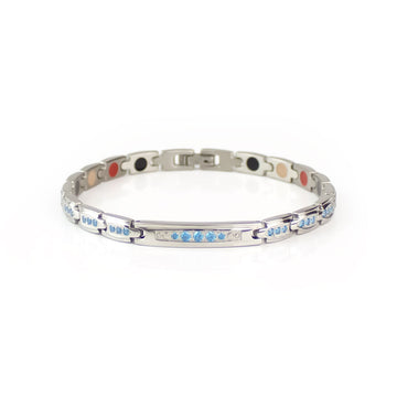 Deep Sea - Negative Ion Bracelet, Stainless Steel with Aquamarine Swarovski